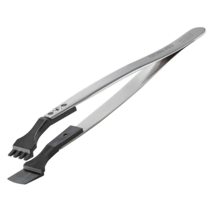 ESD Plastic Tip Tweezers, Style 4WF, Carbon PEEK Tips A4WFCP, Wafer, 5.1"